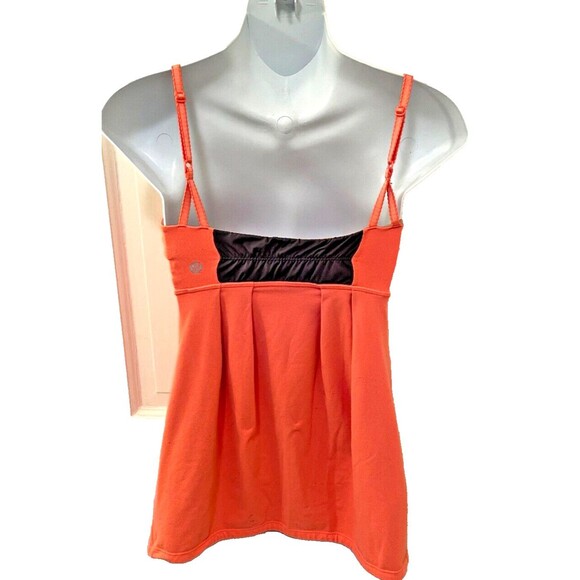 Lululemon Womens Yogi Dance Tank Top Size 4 Coral Gray Luon Ruched Ruffled - Picture 3 of 7